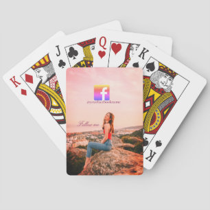 follow us facebook username social media photo  poker cards