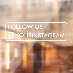 follow us instagram business social media white window cling