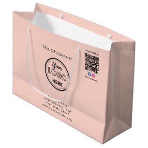 Follow us Instagram Facebook QR Code Blush Pink Large Gift Bag