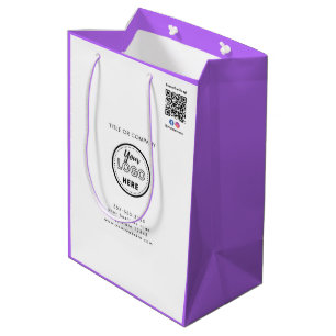 Follow us Instagram Facebook QR Code White Purple Medium Gift Bag