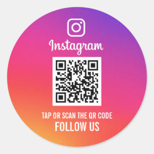 Follow Us Instagram Social Media QR Code Classic Round Sticker