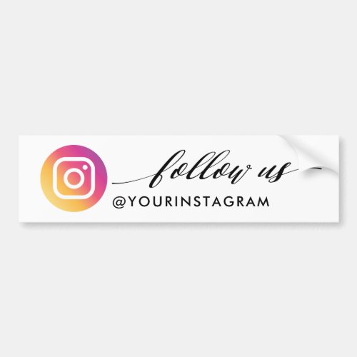 Follow Us Modern Instagram Social Media Bumper Sticker