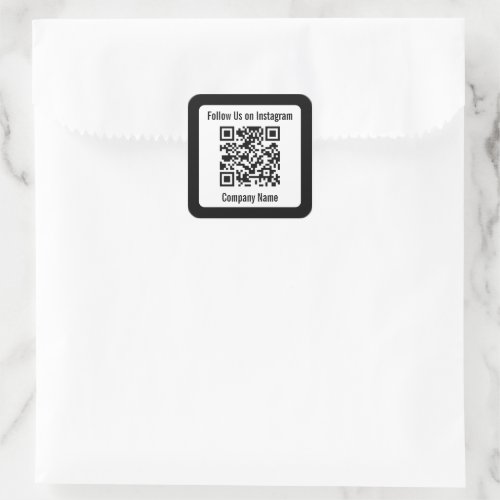 Follow Us on Instagram Black and White QR Code Square Sticker