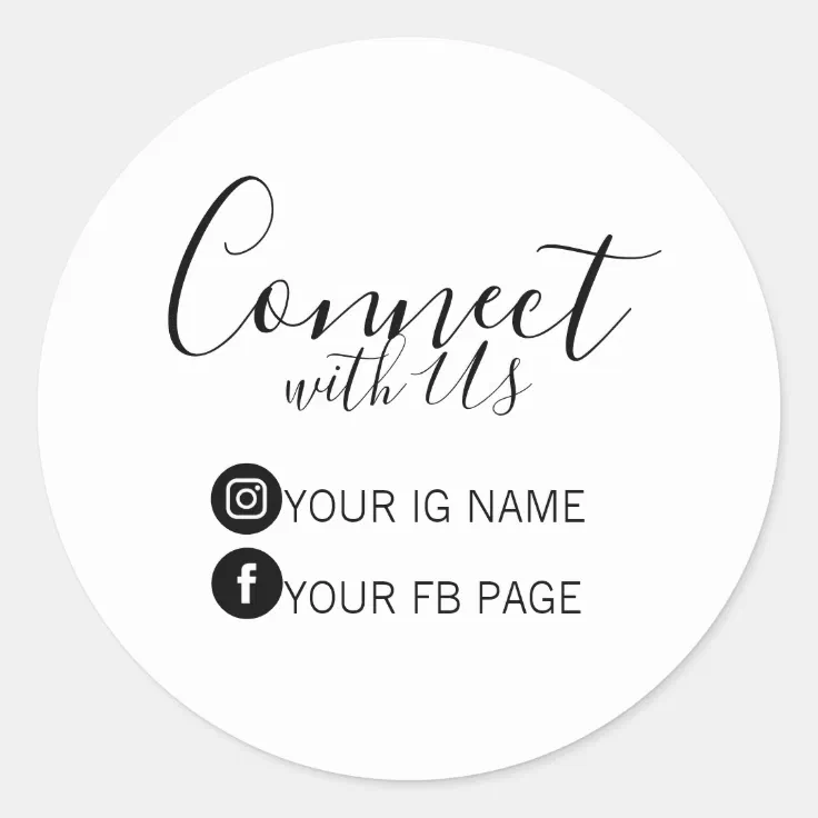 Follow us on Instagram & Facebook Package Sticker | Zazzle