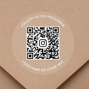 Follow Us On Instagram QR Code Clear Classic Round Sticker
