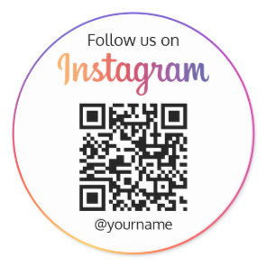 Follow Us On Instagram Social Media QR Code Classic Round Sticker