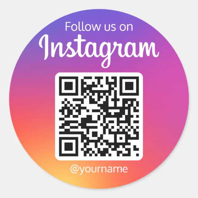 Follow Us On Instagram Social Media QR Code Classic Round Sticker Zazzle