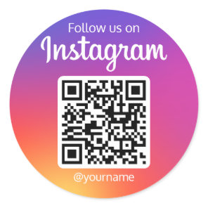 Follow Us On Instagram Social Media QR Code Classic Round Sticker