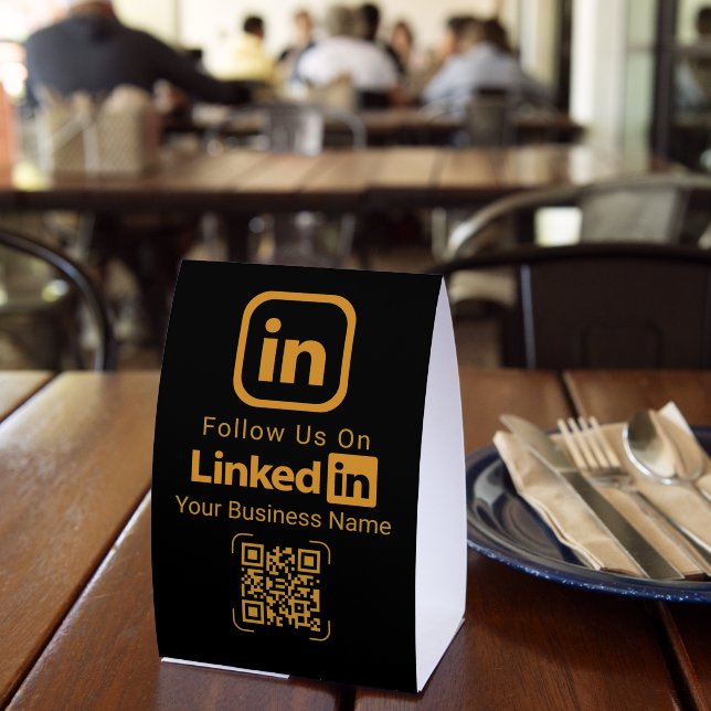 Follow Us On LinkedIn QR Code Business Paper Table Tent (Insitu(Restaurant))