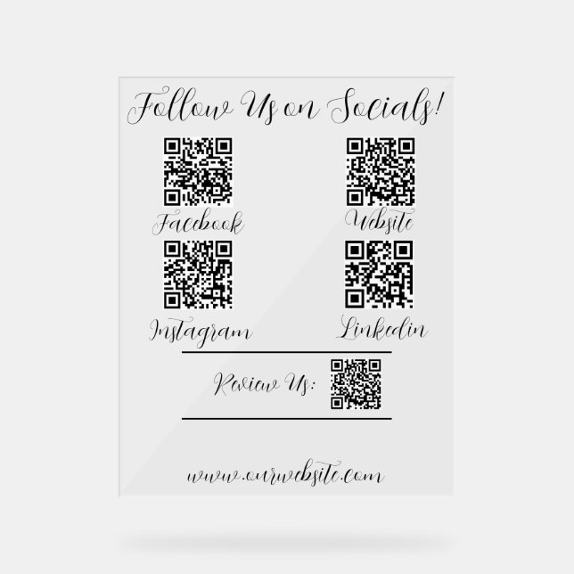 Follow Us on Social Media Acrylic Sign (Front)