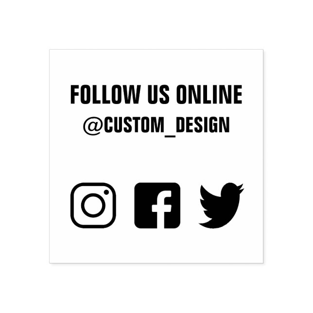Follow us on social media rubber stamp (Imprint)