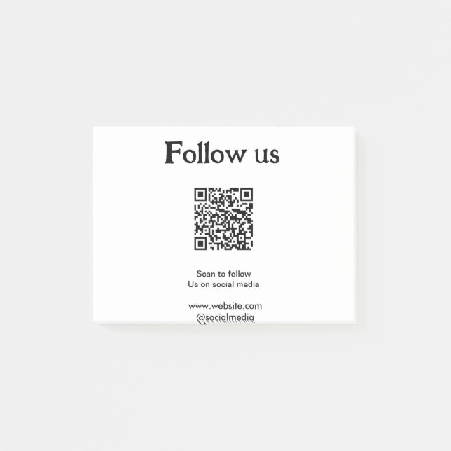 Follow us on social media scan QR code to follow  Post-it Notes (Front)