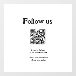 Follow us on social media scan QR code to follow Window Cling
