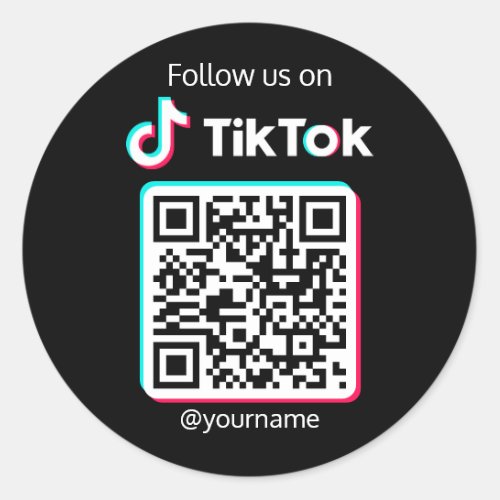Follow Us On TikTok Social Media QR Code Classic Round Sticker