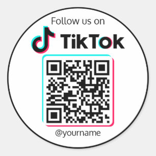 Follow Us On TikTok Social Media QR Code Classic Round Sticker