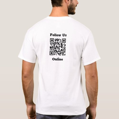 Follow Us Online Message with QR Code T_Shirt