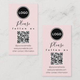 Follow us   QR code   Modern Blush Pink Business Card