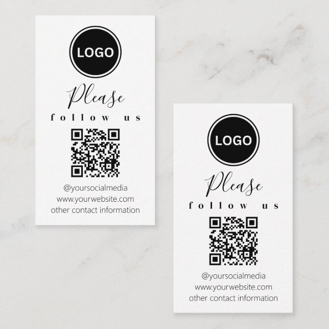 Follow us | QR code Modern Business Card (Front/Back)