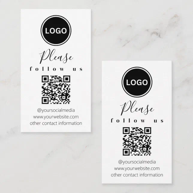 Follow us | QR code Modern Business Card | Zazzle