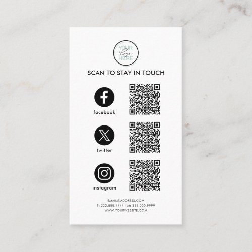 Follow Us Social Media QR Code Business Card