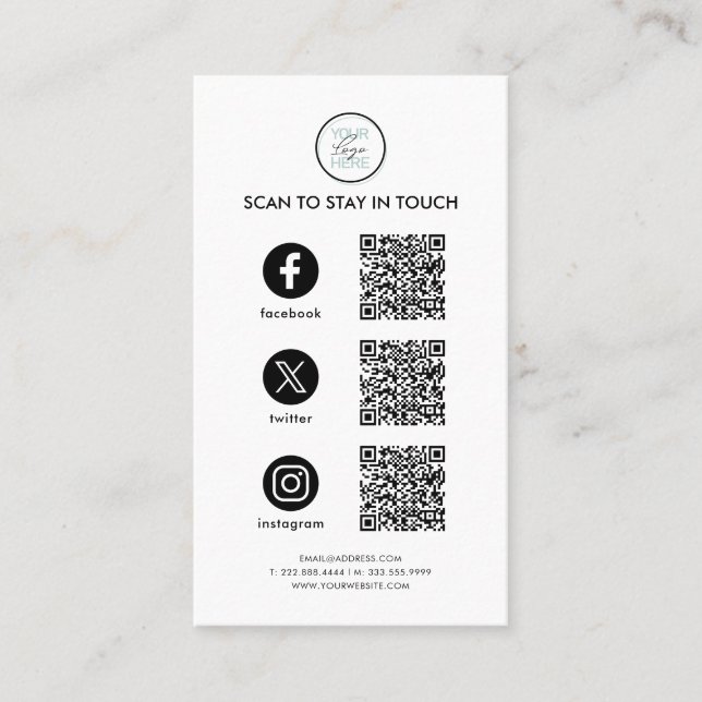 Follow Us Social Media QR Code Business Card (Front)