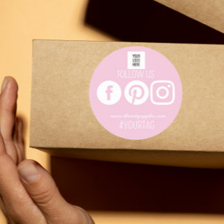 Follow Us Social Media small business Logo Classic Round Sticker