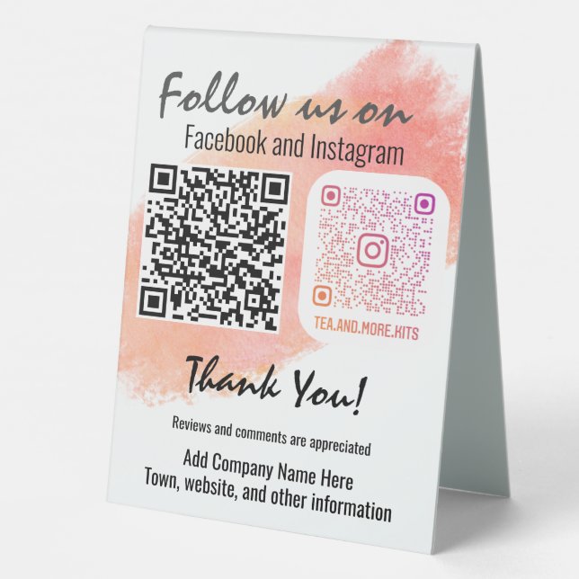 Follow Us Social Media  Table Tent (Back)