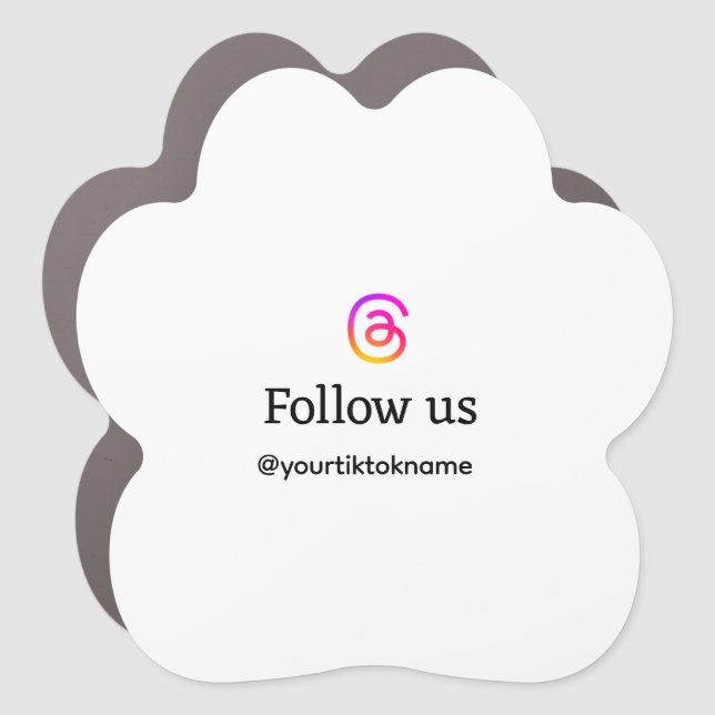 follow us thread username social media add QR text Car Magnet (Front)
