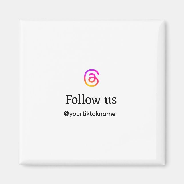 follow us thread username social media add QR text Magnet (Front)
