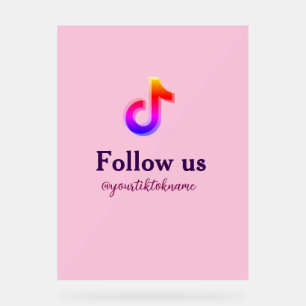 follow us tiktok username social media add QR text Acrylic Sign