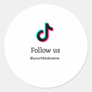 follow us tiktok username social media add QR text Classic Round Sticker