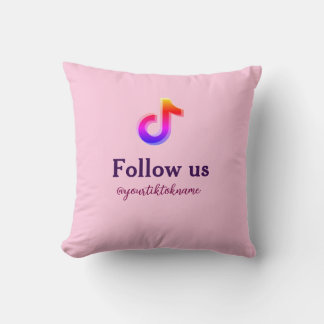 follow us tiktok username social media add QR text Throw Pillow
