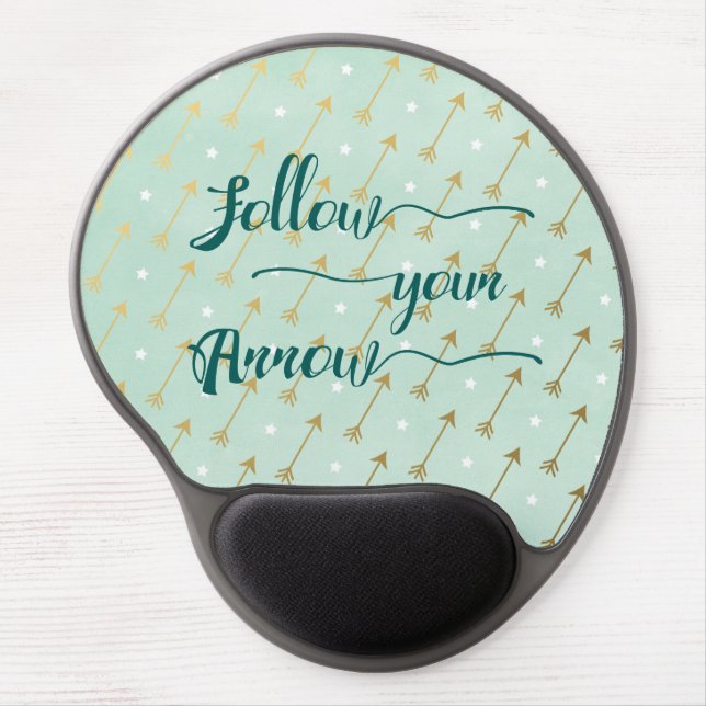 Follow Your Arrow Gel Mousepad in Mint and Gold (Front)