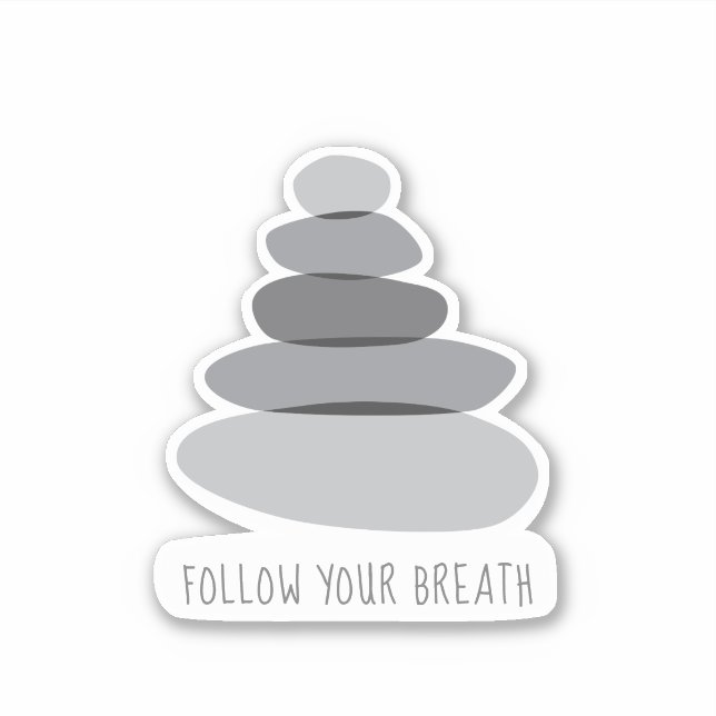 Follow Your Breath Mindfulness Cairn Stones Sticker (Front)