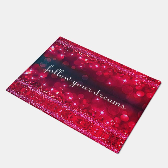 Follow Your Dreams Cherry Sparkle Door Mat (Angled)
