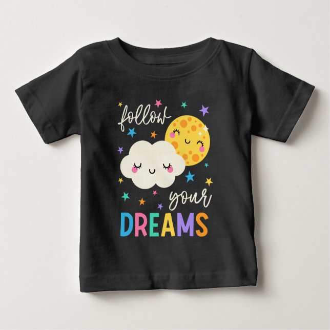 Follow Your Dreams | Cloud & Moon Baby T-Shirt (Front)