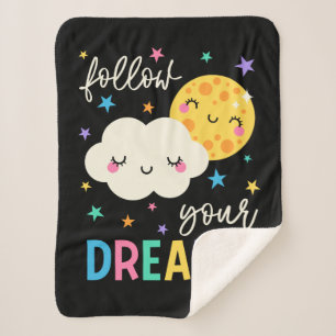 Follow Your Dreams   Cloud & Moon Sherpa Blanket