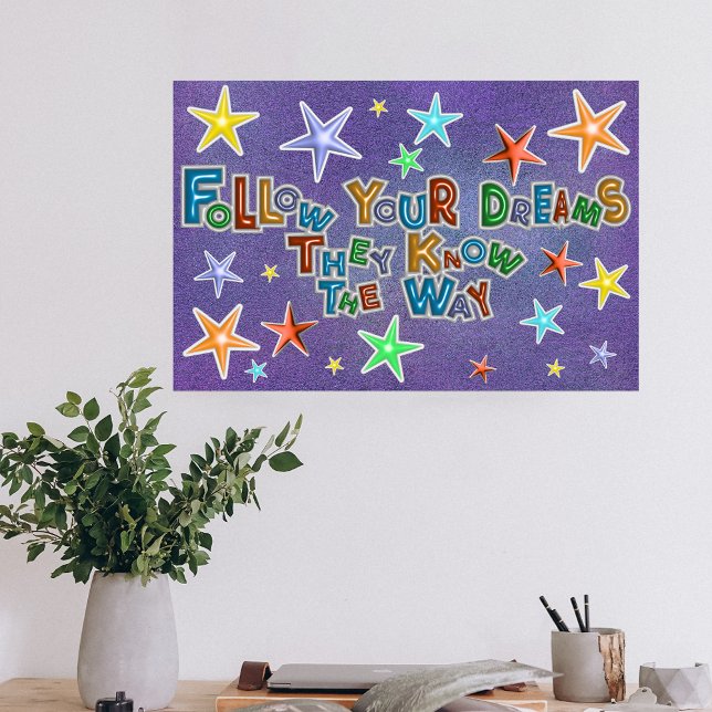 Follow Your Dreams Colorful Stars Motivational Poster (Creator Uploaded)