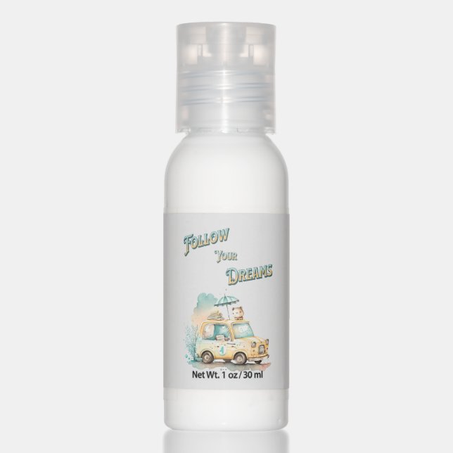 Follow your dreams cute little car watercolor hand lotion (Front)