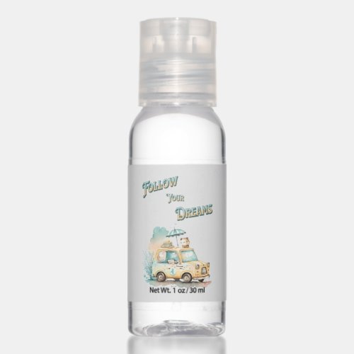 Follow your dreams cute little car watercolor hand sanitizer