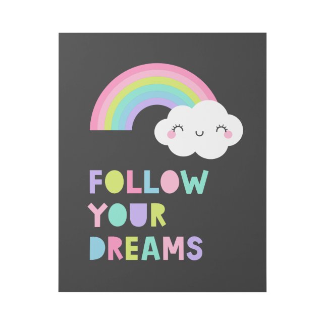 Follow Your Dreams Cute Rainbow Cloud Gallery Wrap (Front)