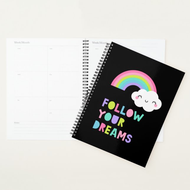 Follow Your Dreams Cute Rainbow Cloud Planner (Display)