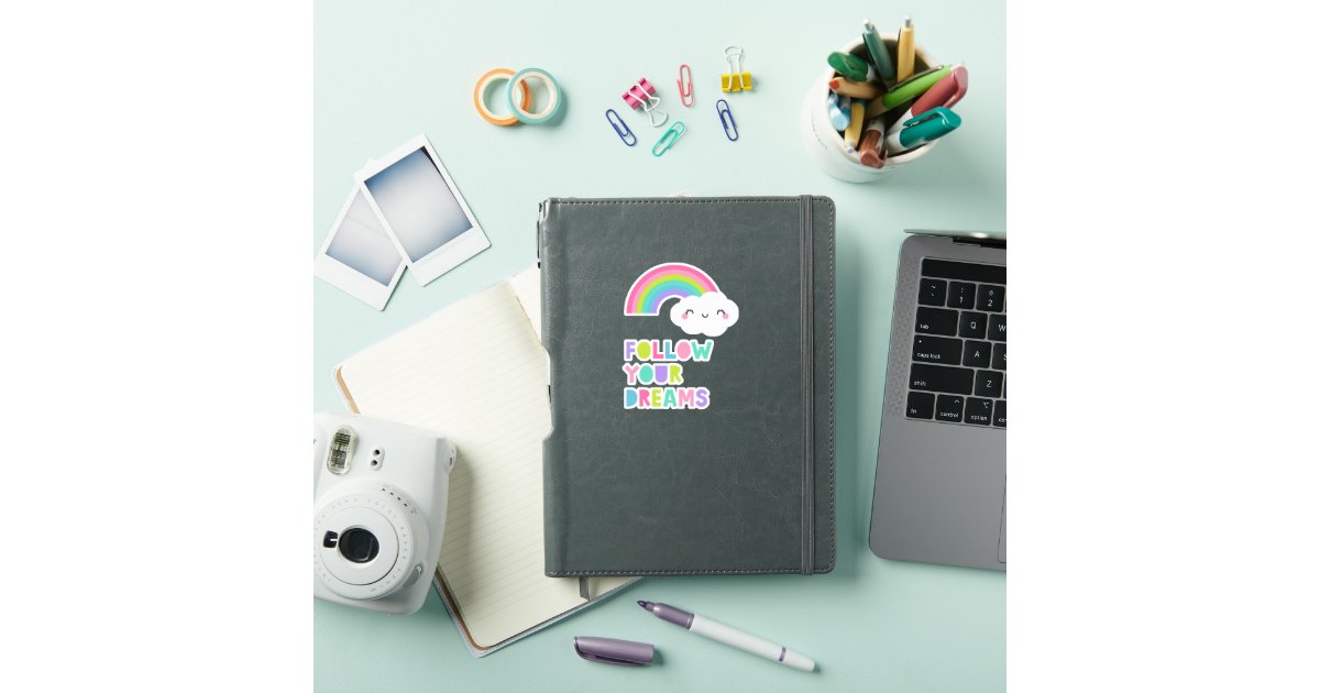 Follow Your Dreams Cute Rainbow Cloud Sticker