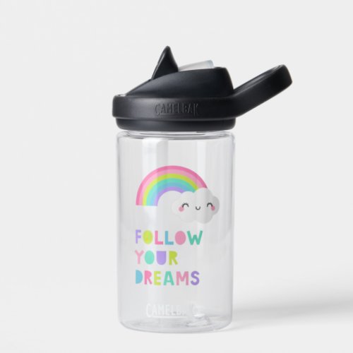 Follow Your Dreams Cute Rainbow Cloud Water Bottle