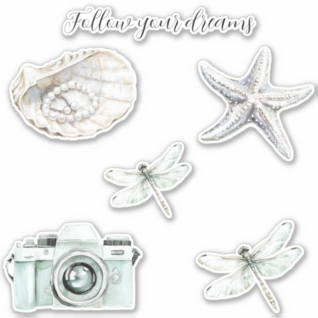 Follow Your Dreams Dragonflies Sticker (Front)