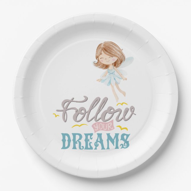 Follow Your Dreams Fairy Paper Plates (Front)