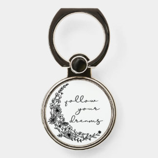 Follow Your Dreams Floral Moon Phone Ring Stand
