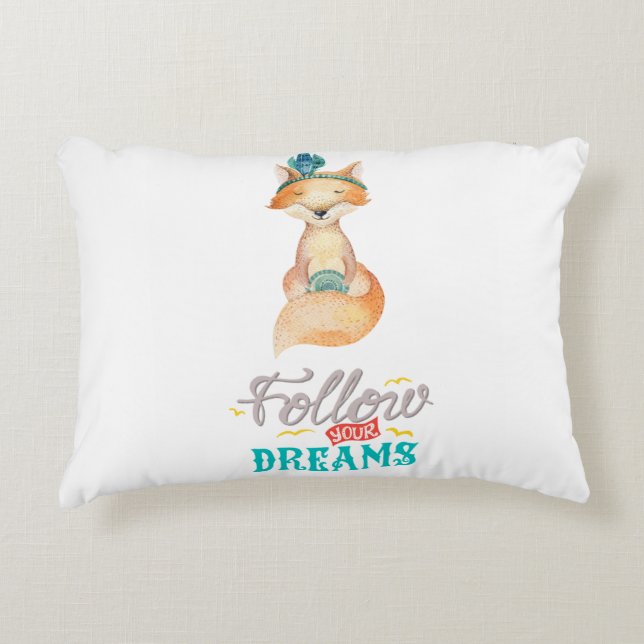 Follow Your Dreams Fox Accent Pillow (Front)