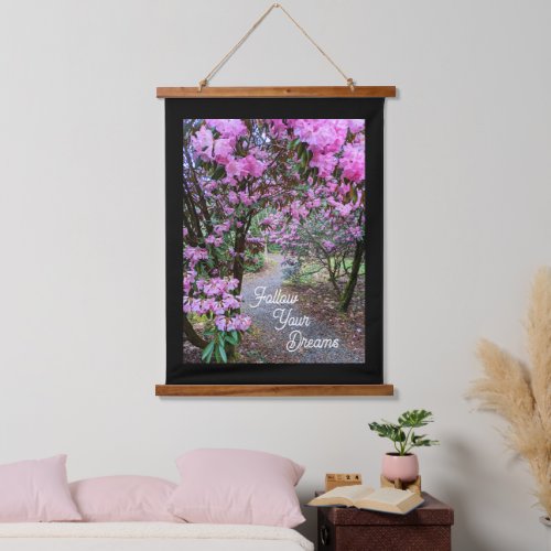 Follow Your Dreams Garden Path with Black Border Hanging Tapestry