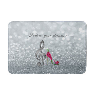Follow your dreams, Glittery, Heels,Violine Key Bathroom Mat